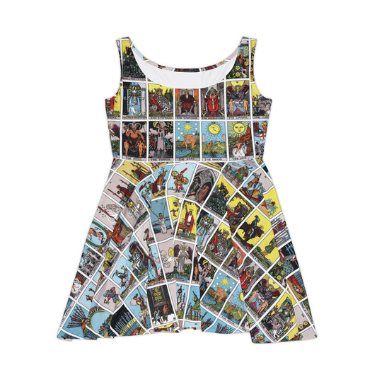 Tarot Card Print Skater Dress — Vintage Arcana Pattern
