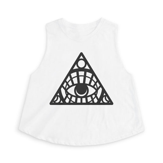 All-Seeing Eye Triangle Crop Top — Mystical Graphic Women's Tank