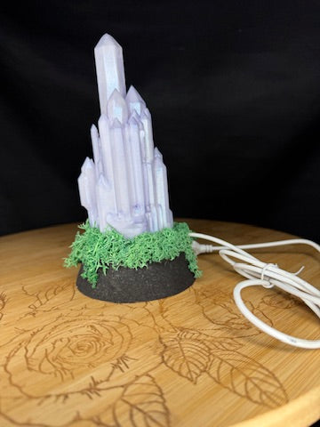 Large Resin Crystal Cluster on Mossy RGB Color Change Base