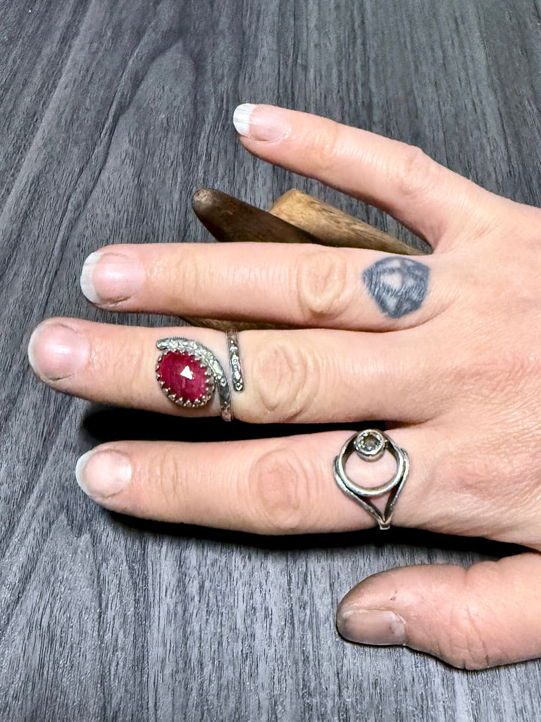 Lapis Lazuli Bypass Ring with Intricate Band