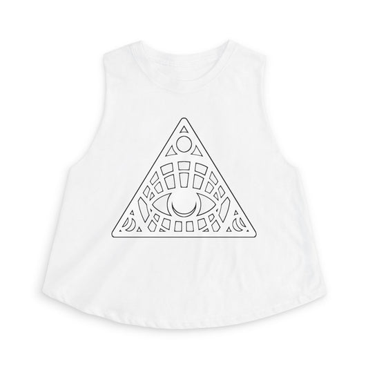 All-Seeing Eye Triangle Crop Top — Women's Mystical Graphic Tank