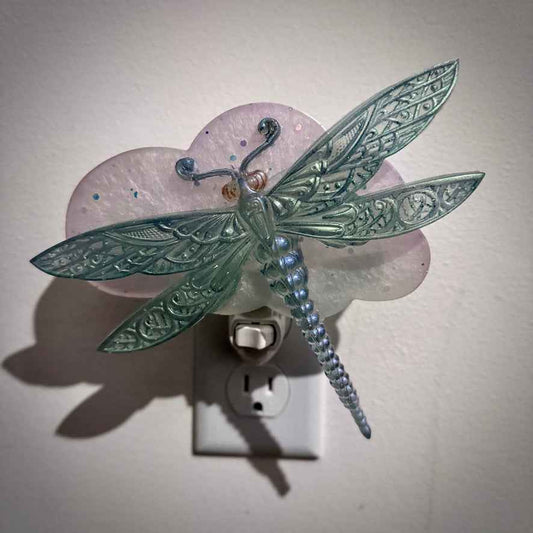 Dragonfly in the Clouds Wall Night Light on Plug-In Base