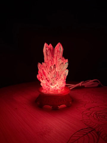 Purple Crystal Cluster RGB LED USB Light Hand Inked 3D Printed Resin on Intricate Base