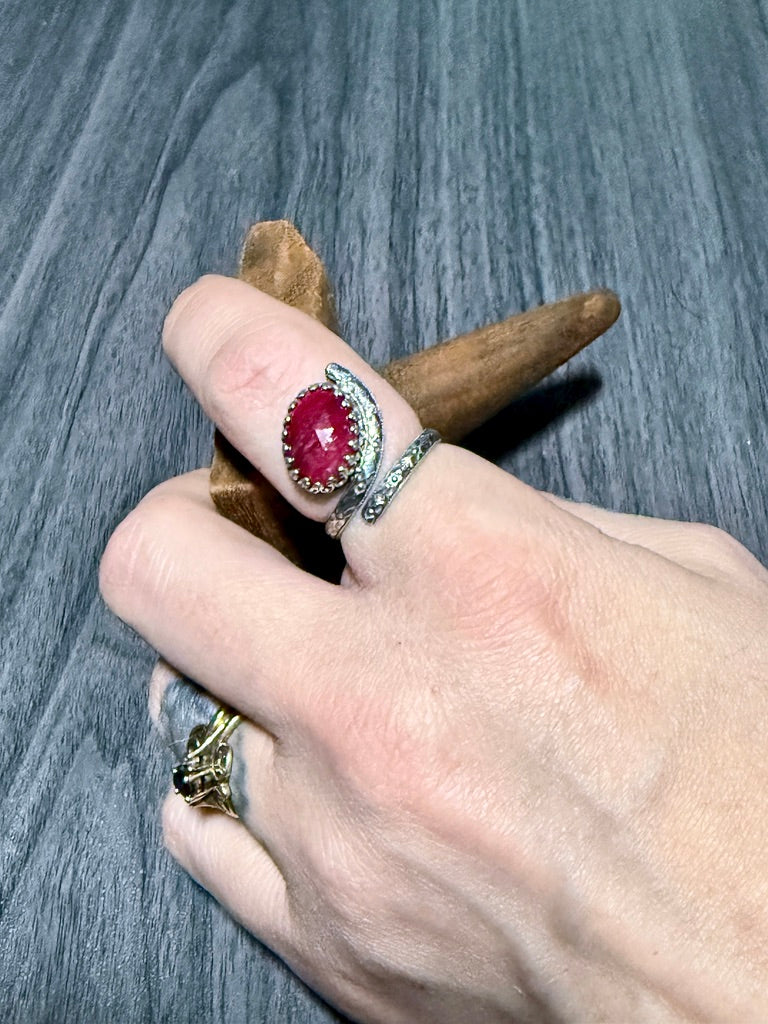 Lapis Lazuli Bypass Ring with Intricate Band