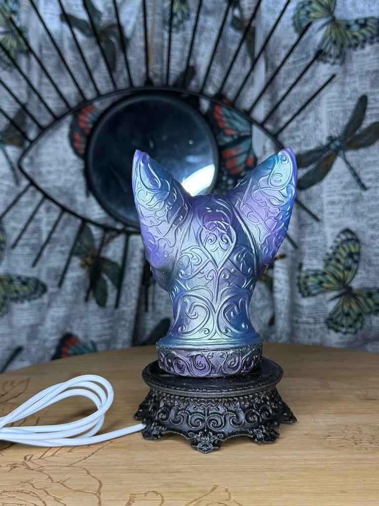 Cat RGB LED USB Light Airbrushed 3D Printed Resin on Intricate Regal Base