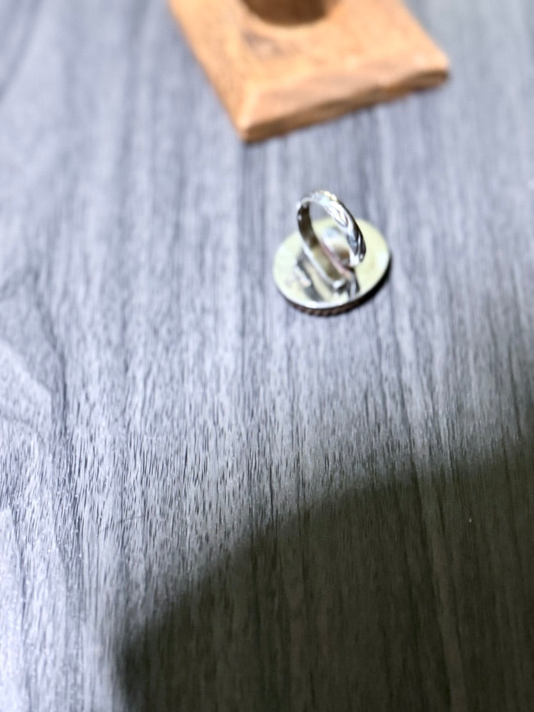 Labradorite Ring with Large Oval Cabochon