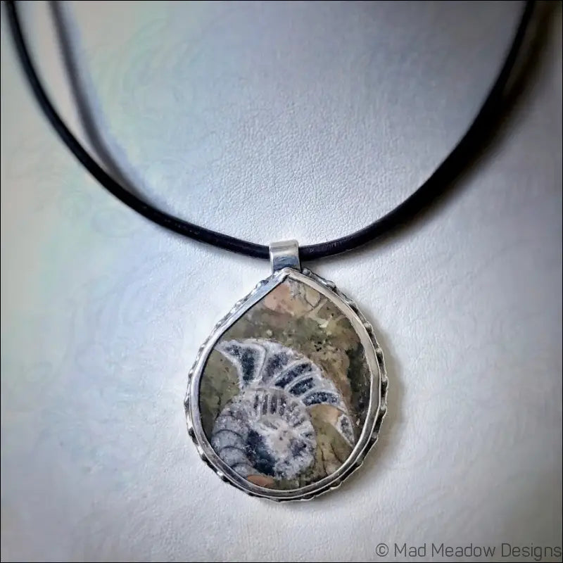 Alaskan Ammonite Sterling Silver Pendant Necklace - Jewelry