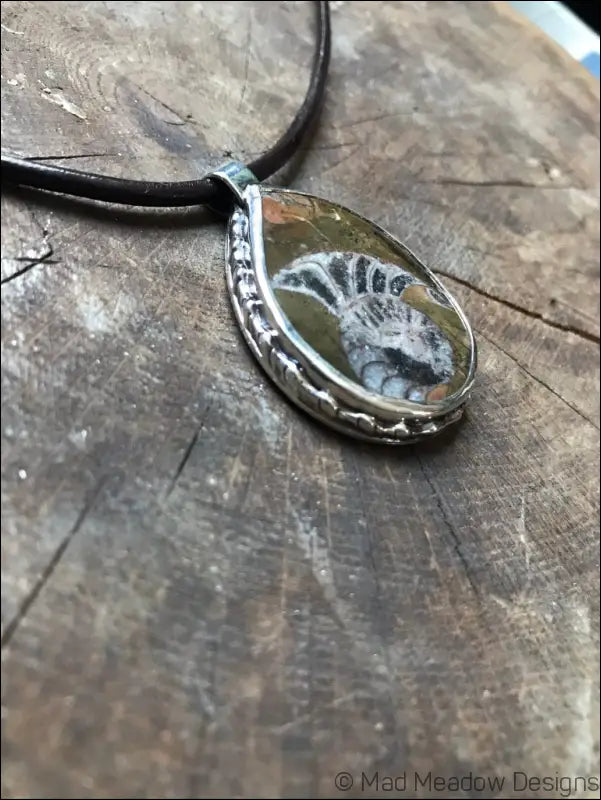 Alaskan Ammonite Sterling Silver Pendant Necklace - Jewelry