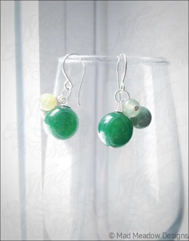 Multi-Color Jasper & Marble Gemstone Bobble Dangle Earrings - Jewelry