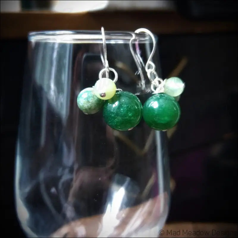 Multi-Color Jasper & Marble Gemstone Bobble Dangle Earrings - Jewelry
