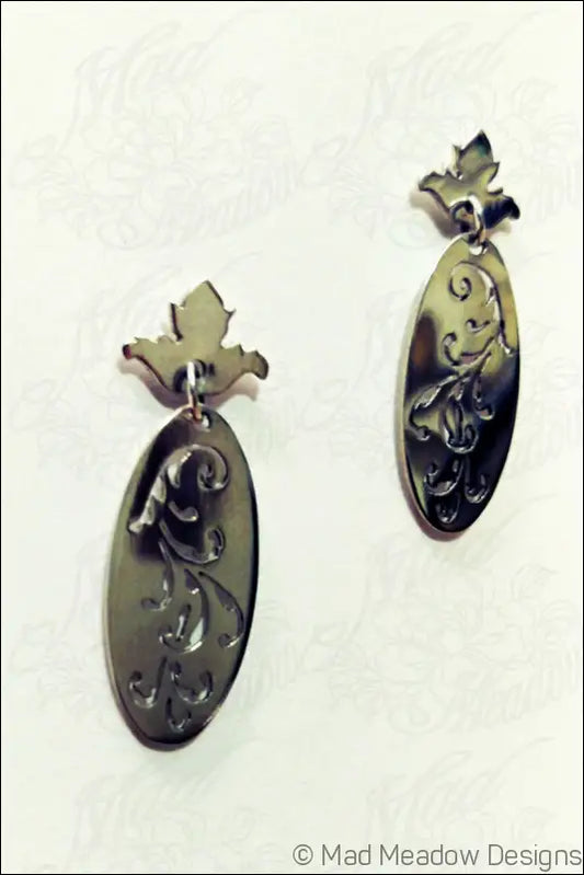 Flourish Sterling Silver Dangle Post Earrings Victorian Style Hand Cut Artisan Made Art Nouveau