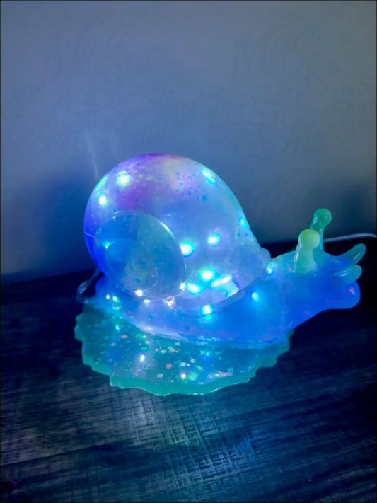 Giant purple snail light glowing blue and purple translucent led lamp with embedded rgb lights usb or battery powered