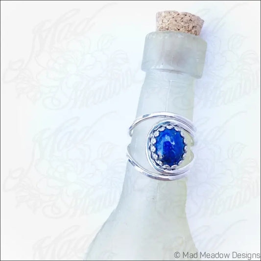 Lapis Lazuli Adjustable Sterling Silver Ring - Jewelry