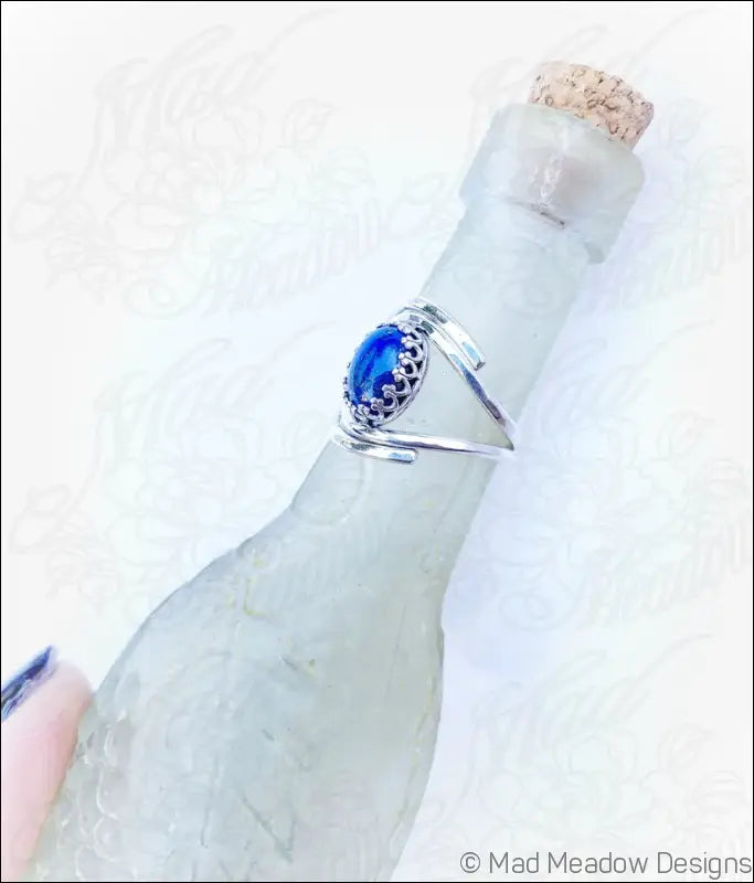 Lapis Lazuli Adjustable Sterling Silver Ring - Jewelry