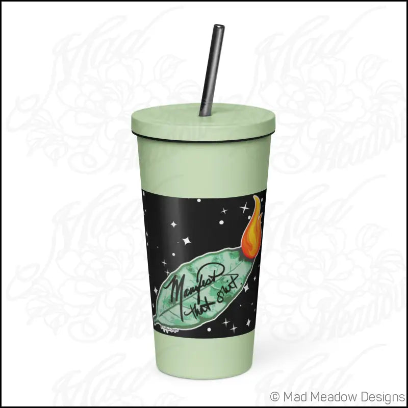 Manifest That Sh*t! Cosmic Insulated tumbler with a straw - Print on Demand