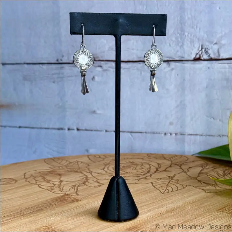 Moon Goddess White Mother of Pearl Sterling Silver Earrings with Hammered Wire Paddle Dangles - Jewelry