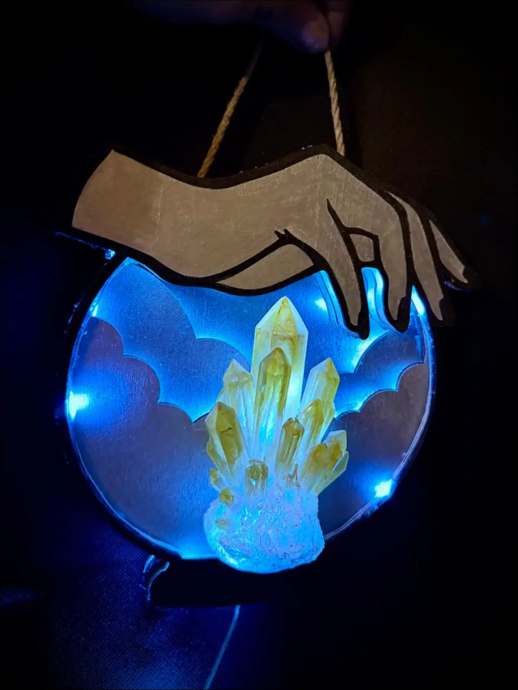 Silver and Citrine Hanging Crystal Ball Light
