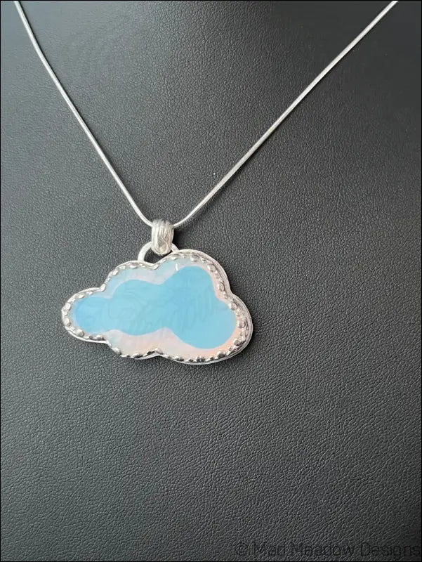 Sterling Silver Opalite Cloud Pendant on 18’’ Snake Chain Necklace - Jewelry