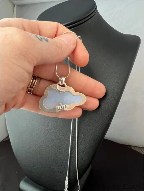 Sterling Silver Opalite Cloud Pendant on 18’’ Snake Chain Necklace - Jewelry