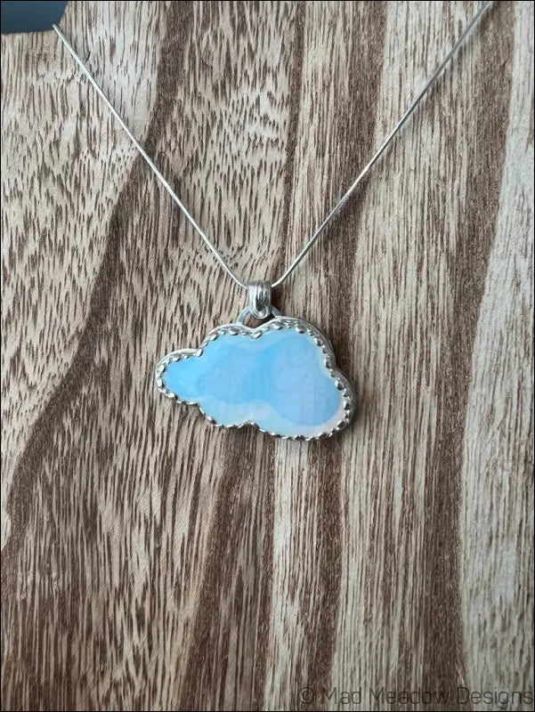 Sterling Silver Opalite Cloud Pendant on 18’’ Snake Chain Necklace - Jewelry