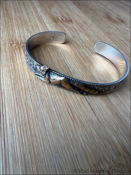 Running Fox Brass and Sterling Silver Cuff Bracelet - Jewelry