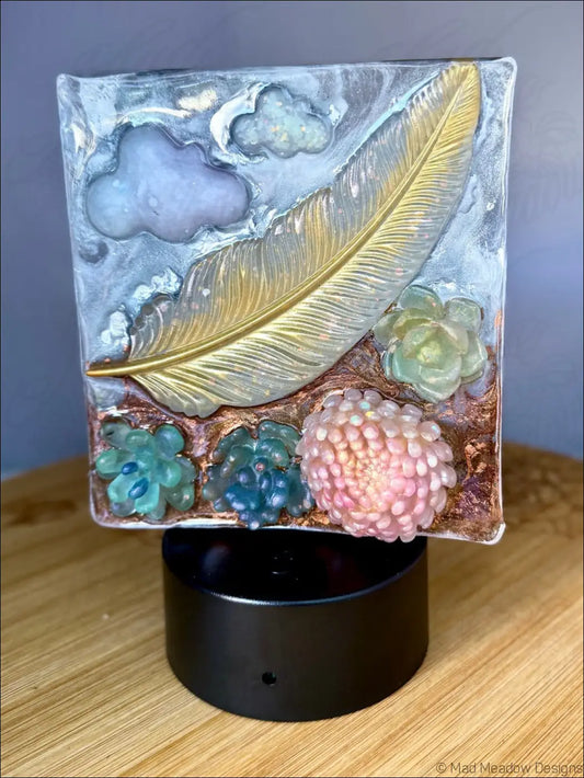 Pastel Whimsical Feather LED Nightlight with USB Remote Control - Light