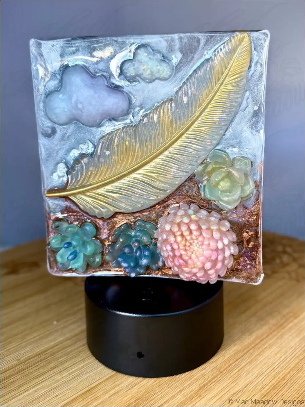Pastel Whimsical Feather LED Nightlight with USB Remote Control - Light