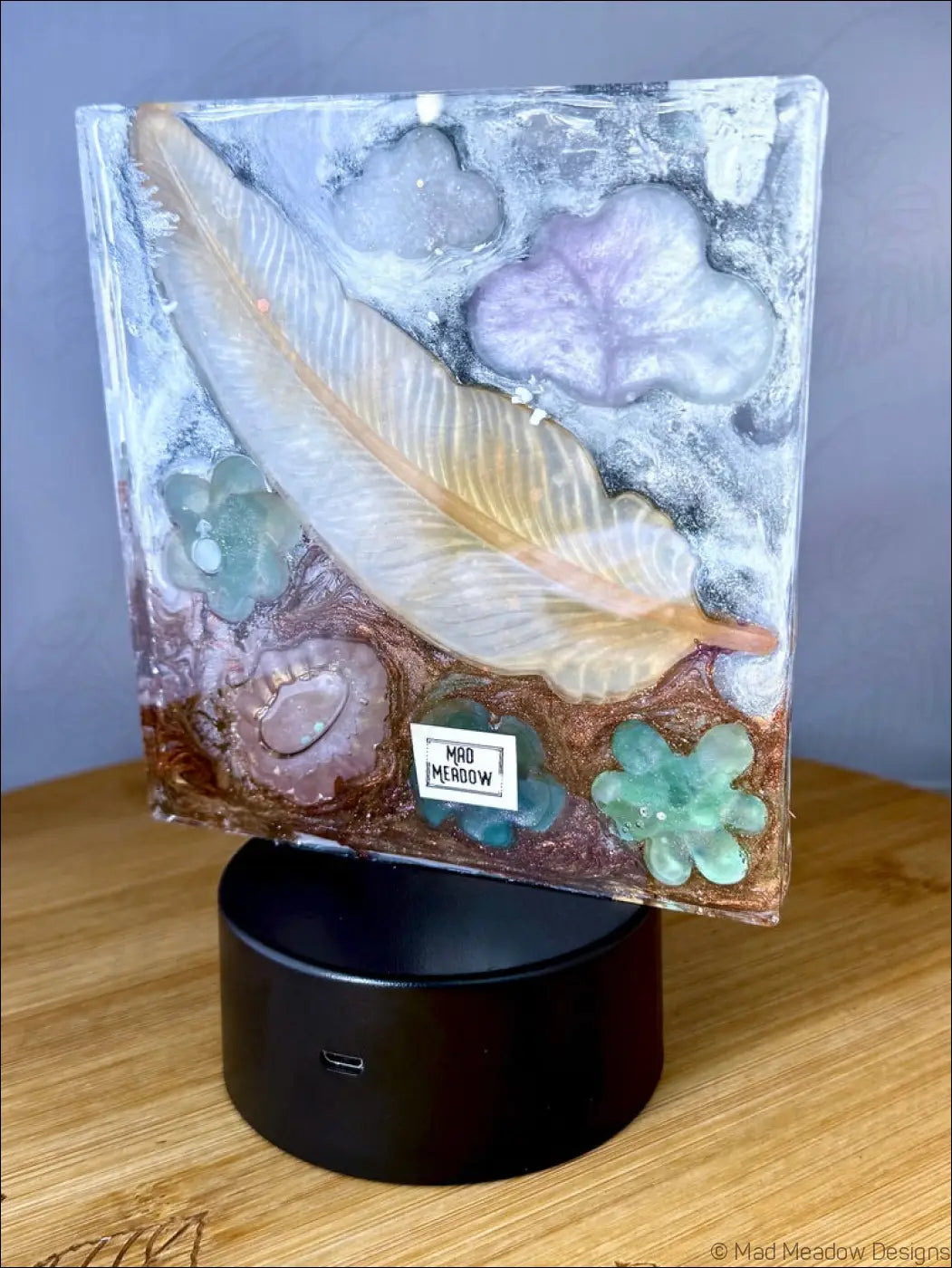 Pastel Whimsical Feather LED Nightlight with USB Remote Control - Light