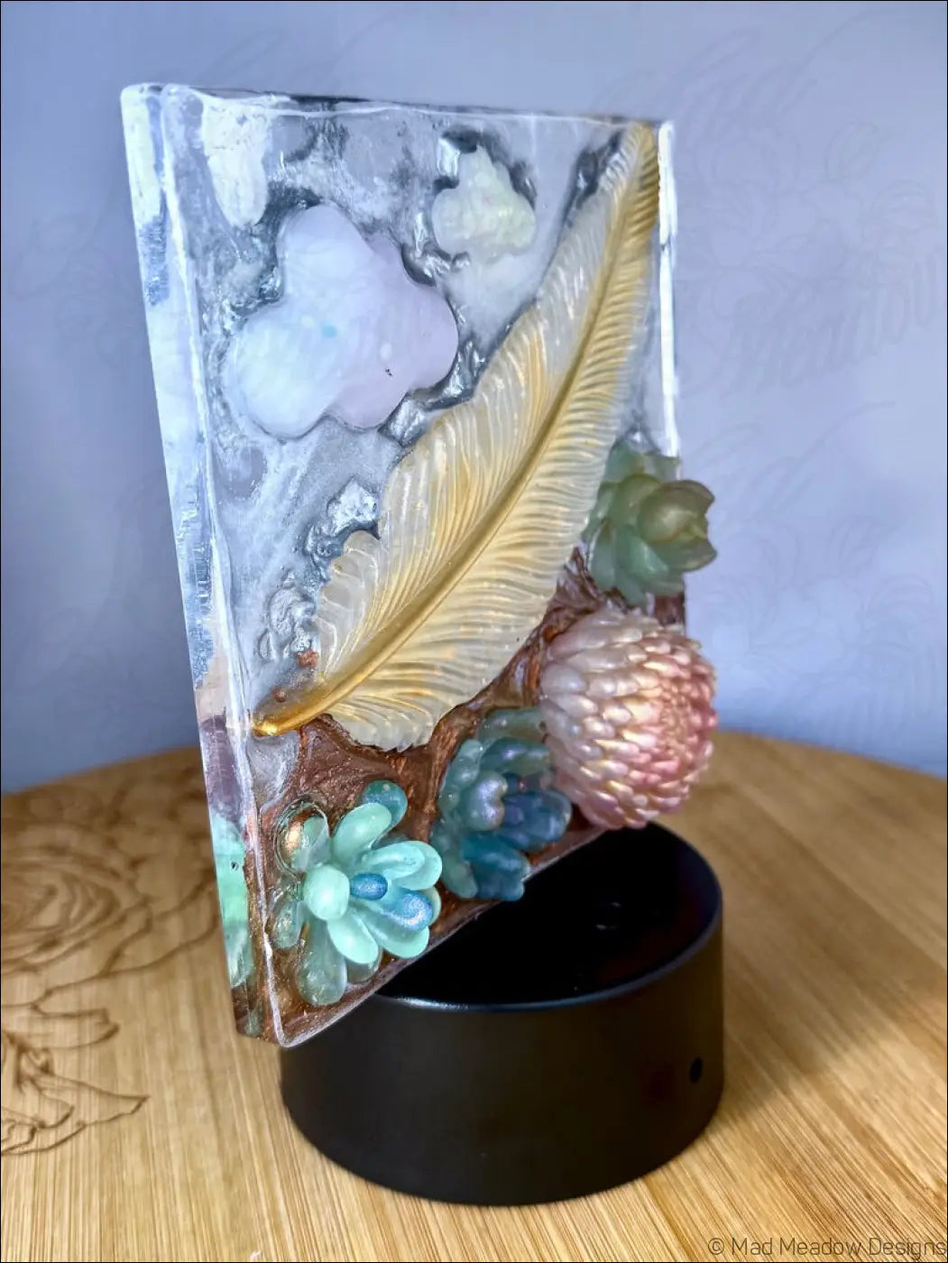 Pastel Whimsical Feather LED Nightlight with USB Remote Control - Light