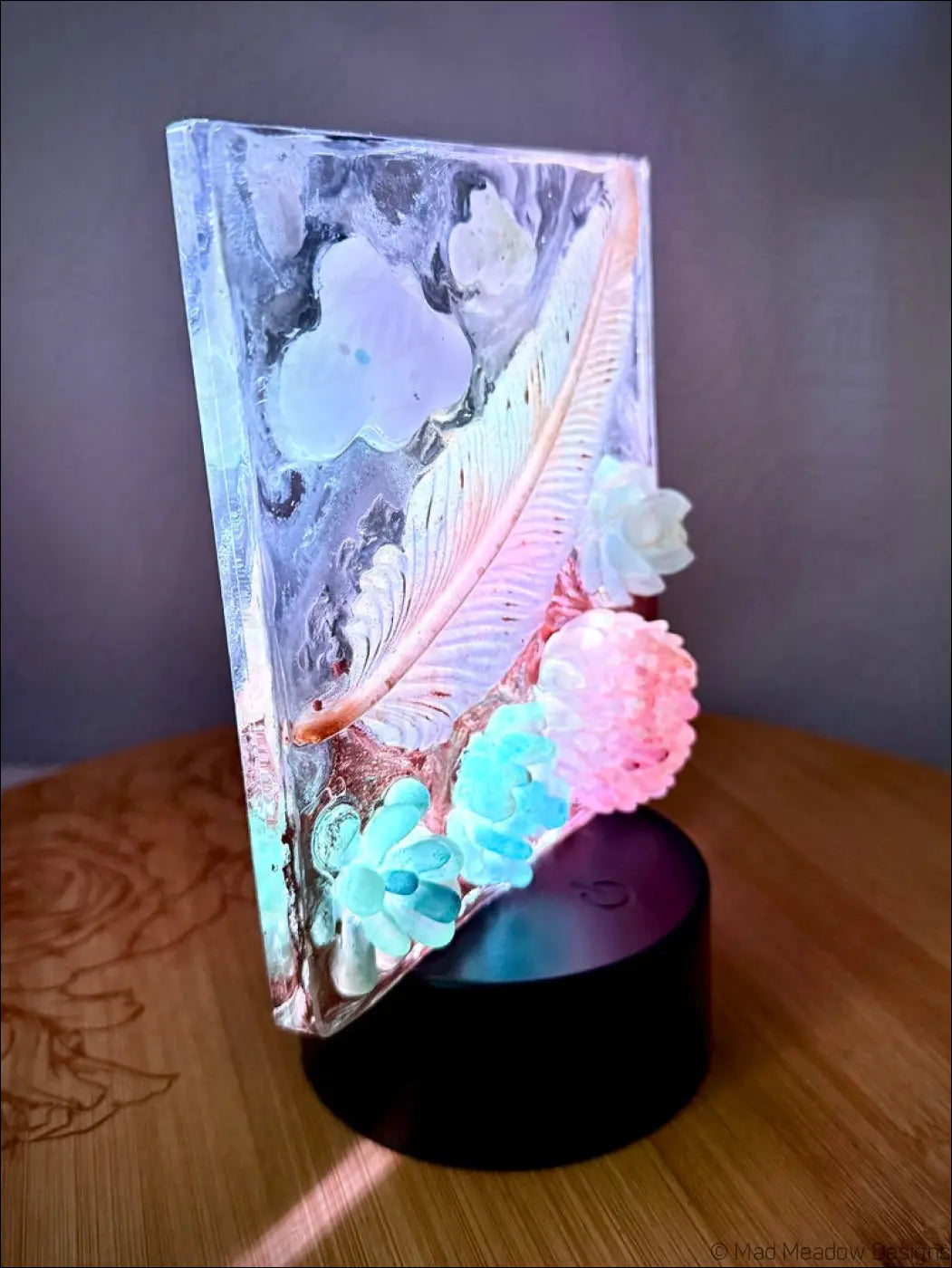 Pastel Whimsical Feather LED Nightlight with USB Remote Control - Light