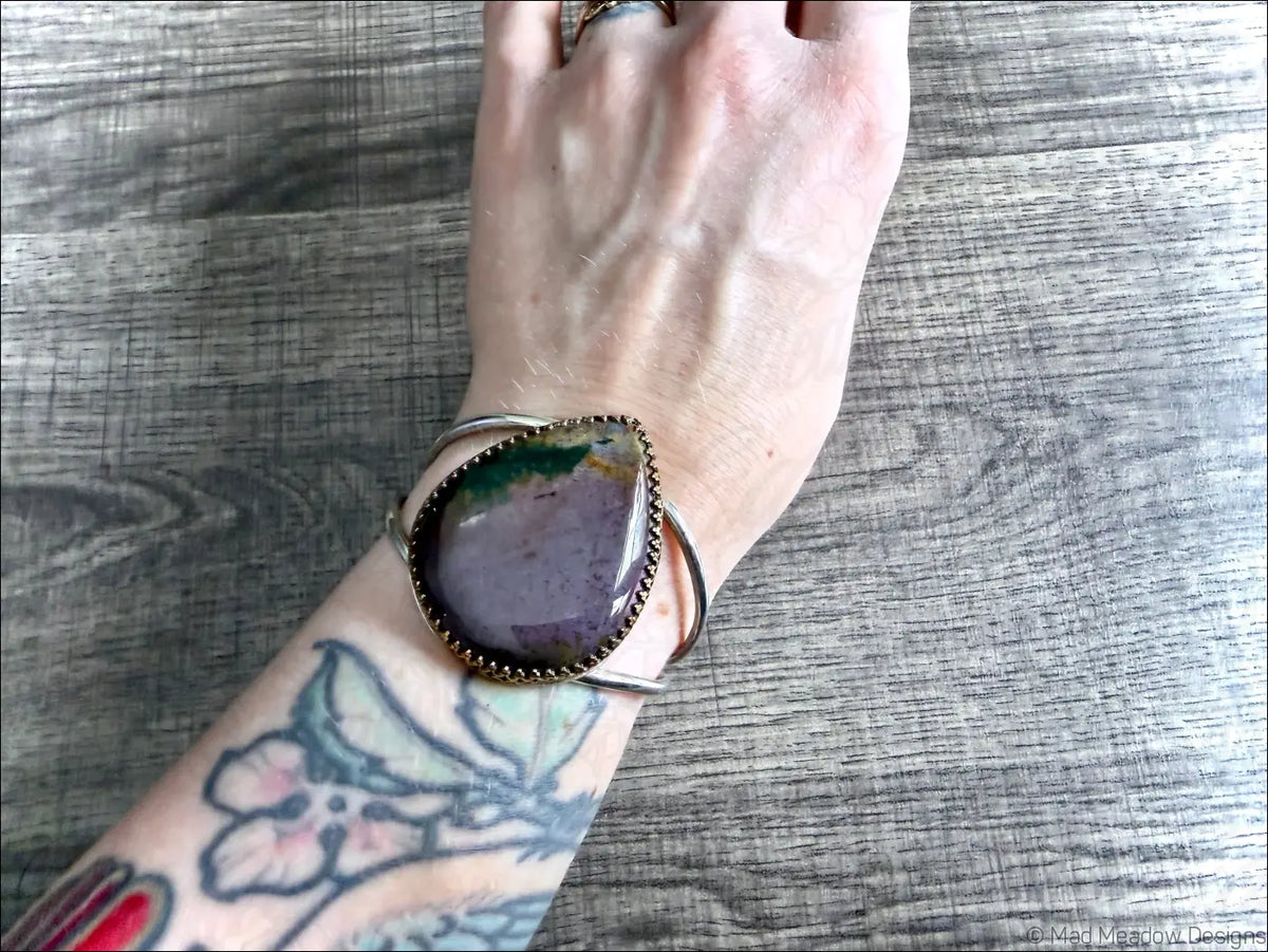 Purple Jasper Bold Boho Sterling Silver Cuff Bracelet - Jewelry