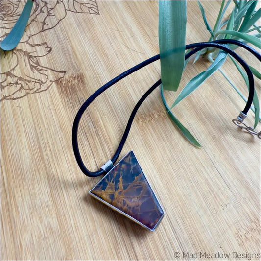 Queen Bee Sterling Silver Brass & Jasper Pendant Necklace - Jewelry