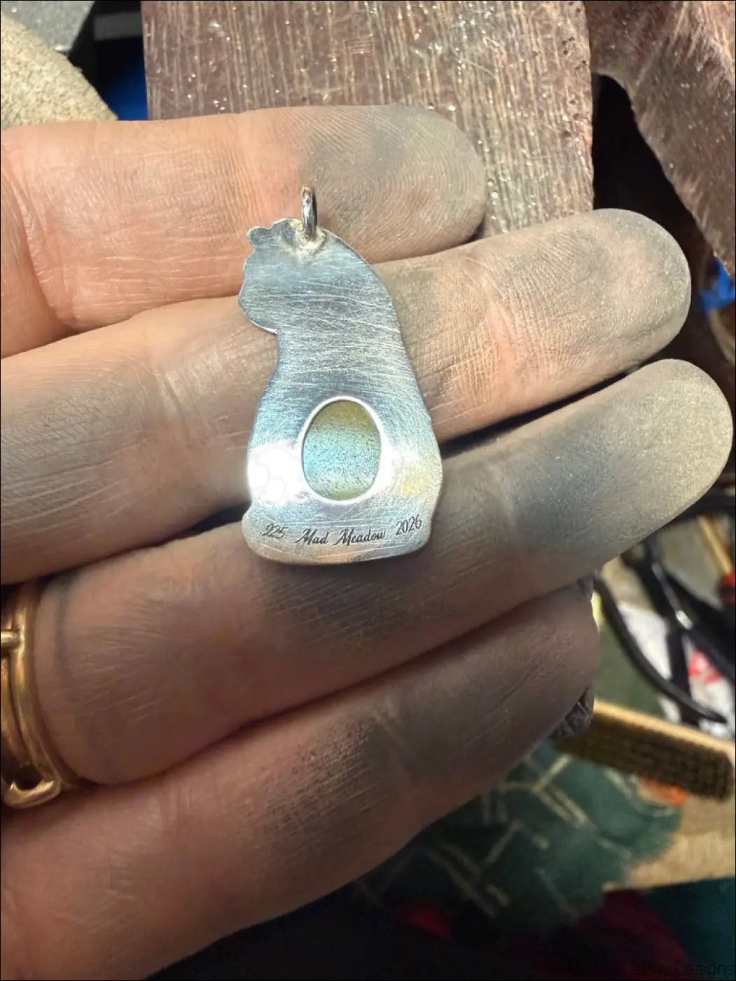 Silver Tigerseye Cat Pendant with Amber-Color Gem and Delicate Chain - Jewelry