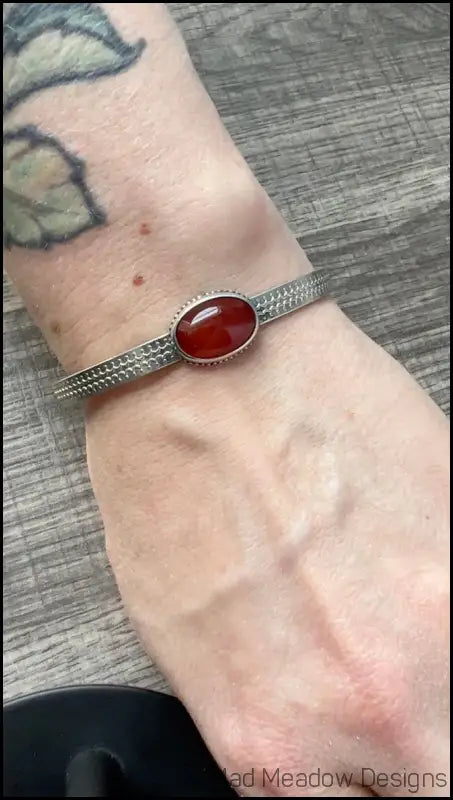 Carnelian Sterling Silver Cuff Bracelet - Jewelry