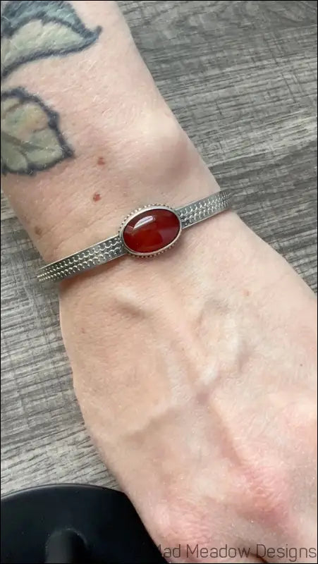 Carnelian Sterling Silver Cuff Bracelet - Jewelry