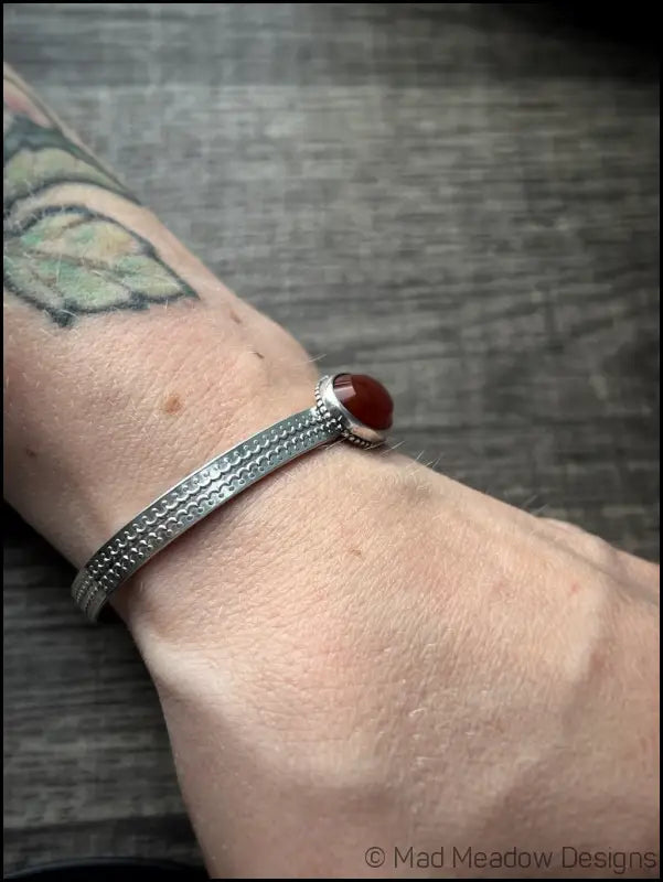 Carnelian Sterling Silver Cuff Bracelet - Jewelry
