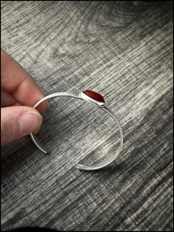 Carnelian Sterling Silver Cuff Bracelet - Jewelry