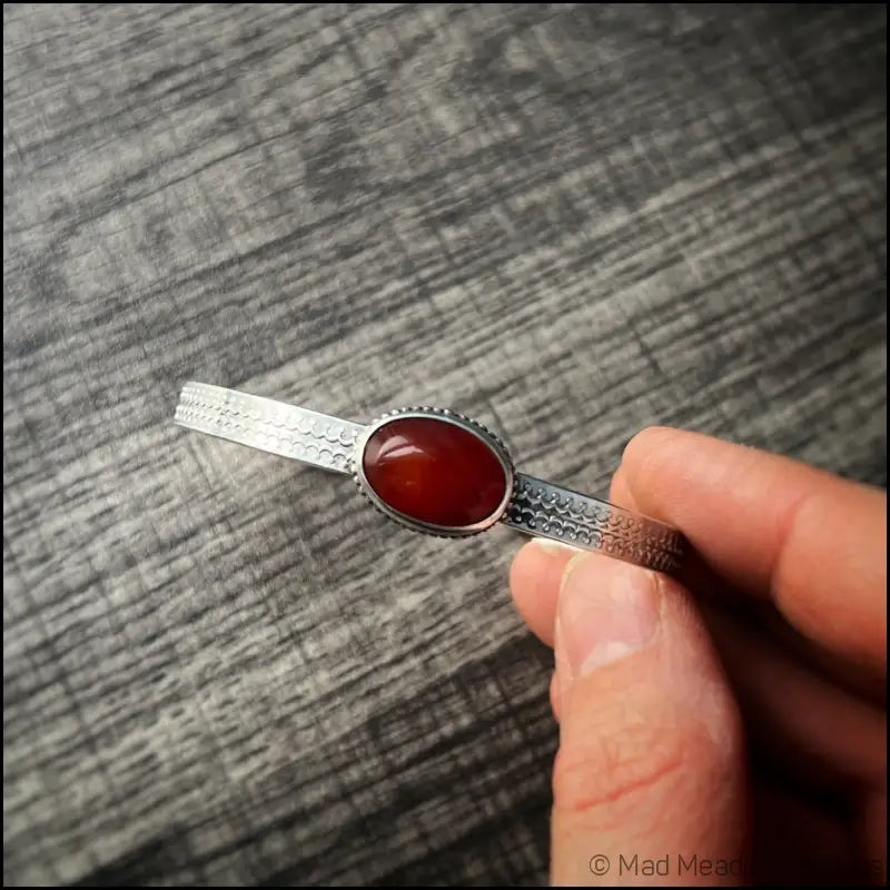 Carnelian Sterling Silver Cuff Bracelet - Jewelry