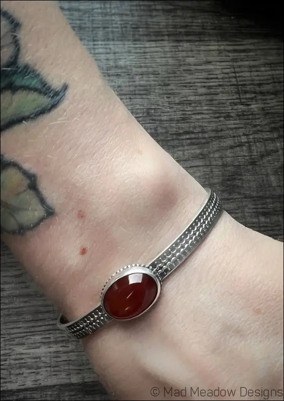 Carnelian Sterling Silver Cuff Bracelet - Jewelry