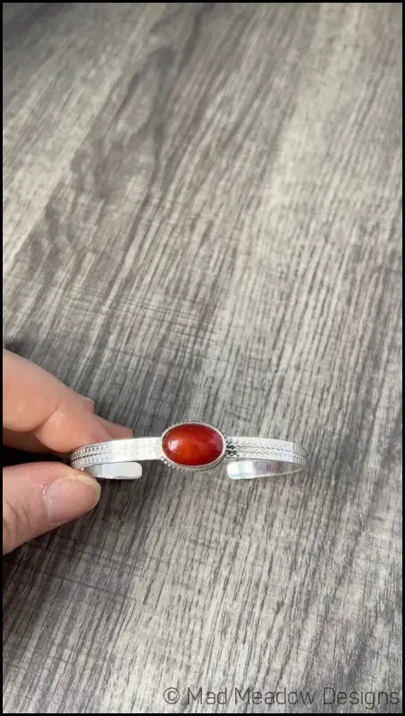 Carnelian Sterling Silver Cuff Bracelet - Jewelry