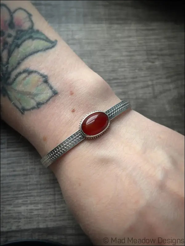 Carnelian Sterling Silver Cuff Bracelet - Jewelry