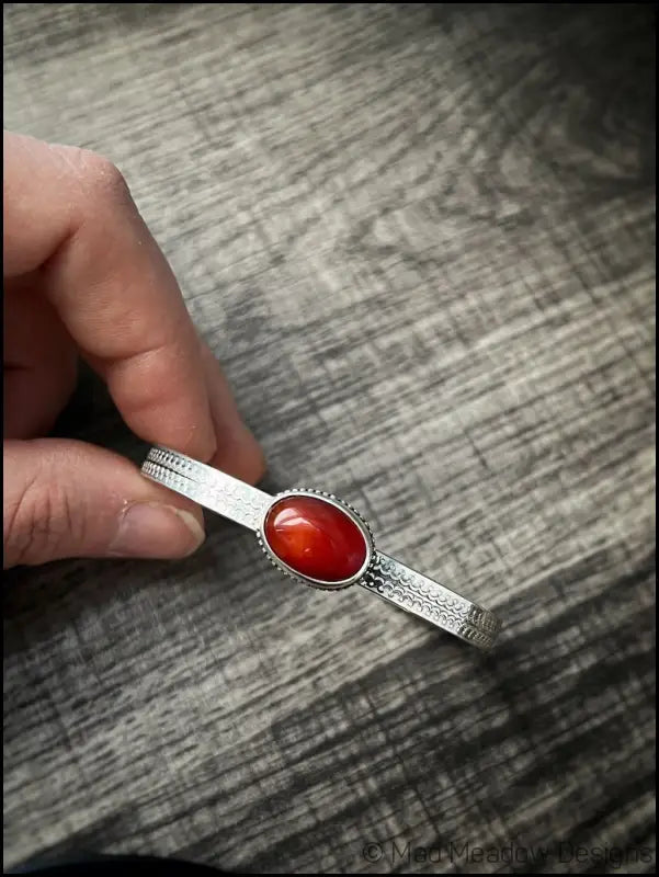 Carnelian Sterling Silver Cuff Bracelet - Jewelry
