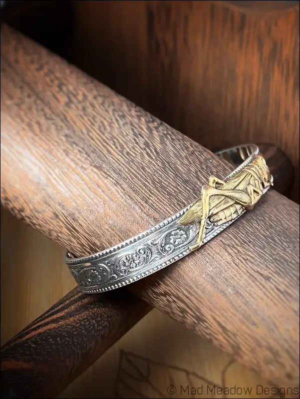 Grasshopper Brass and Sterling Silver Cuff Bracelet - Jewelry