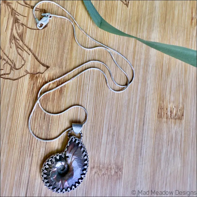 Reversible Ammonite Sterling Silver Pendant Necklace - Jewelry