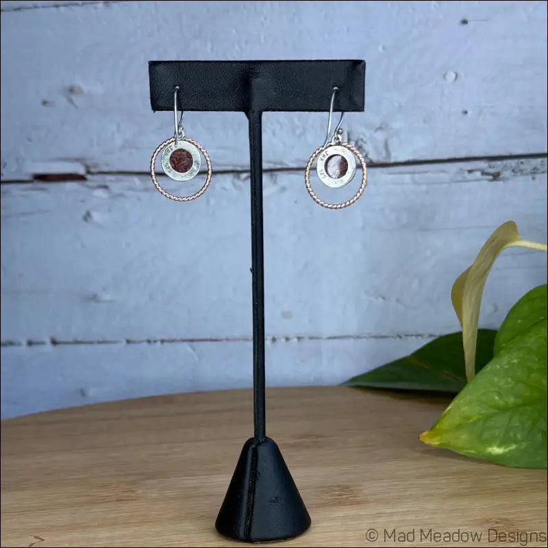 Strawberry Quartz Sterling Silver and 14k Rose GF Halo Dangle Earrings - Jewelry