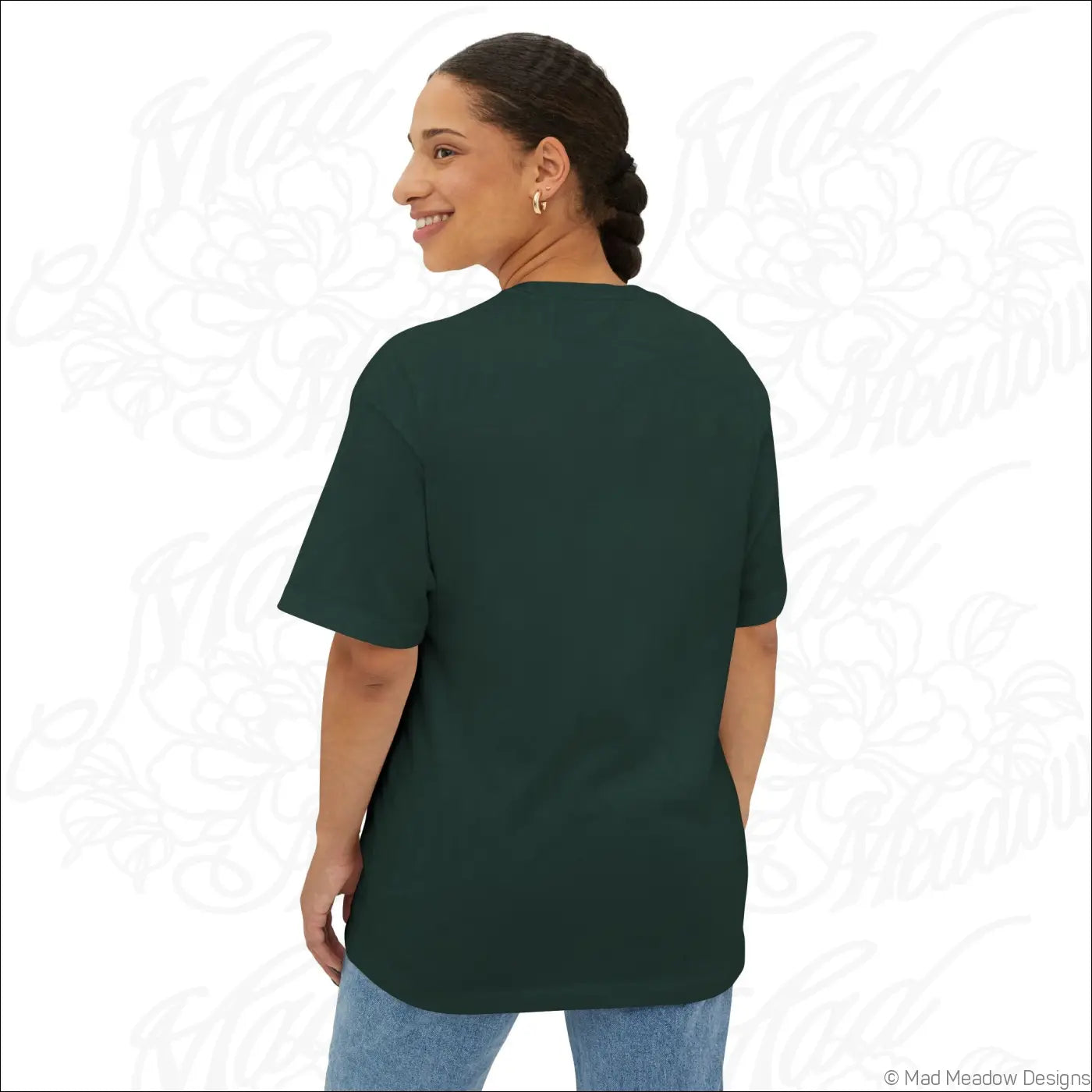 Dark green oversized boxy tee sun tarot rider waite smith t-shirt with relaxed fit ideal for low heat washing