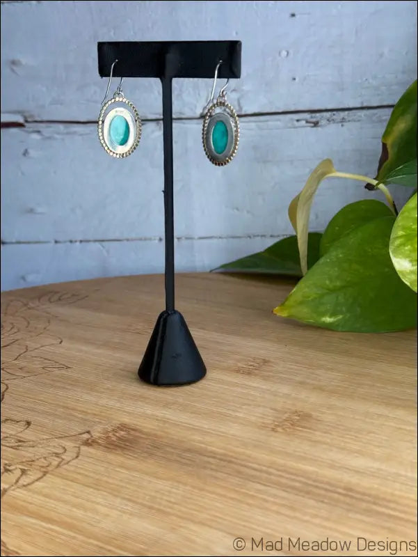Amazonite Sterling Silver 14KY GF Halo Dangle Earrings - Jewelry