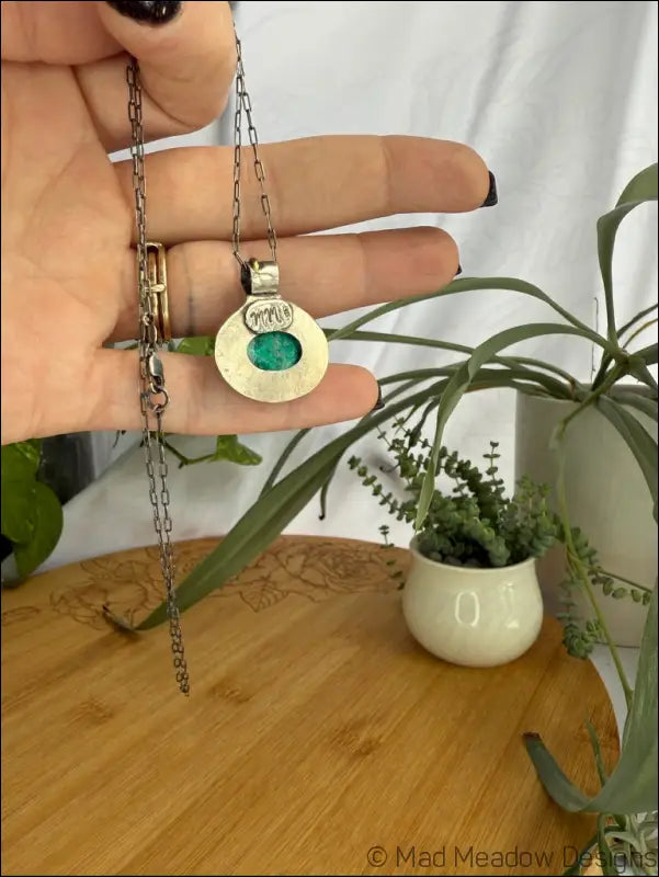 Chrysoprase Sterling Silver and Brass Snake Pendant necklace - Jewelry