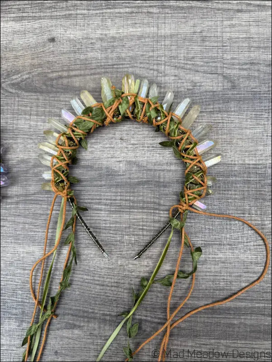 Vine Wrapped Fairy Goddess Quartz Crystal Headband Crown - Jewelry