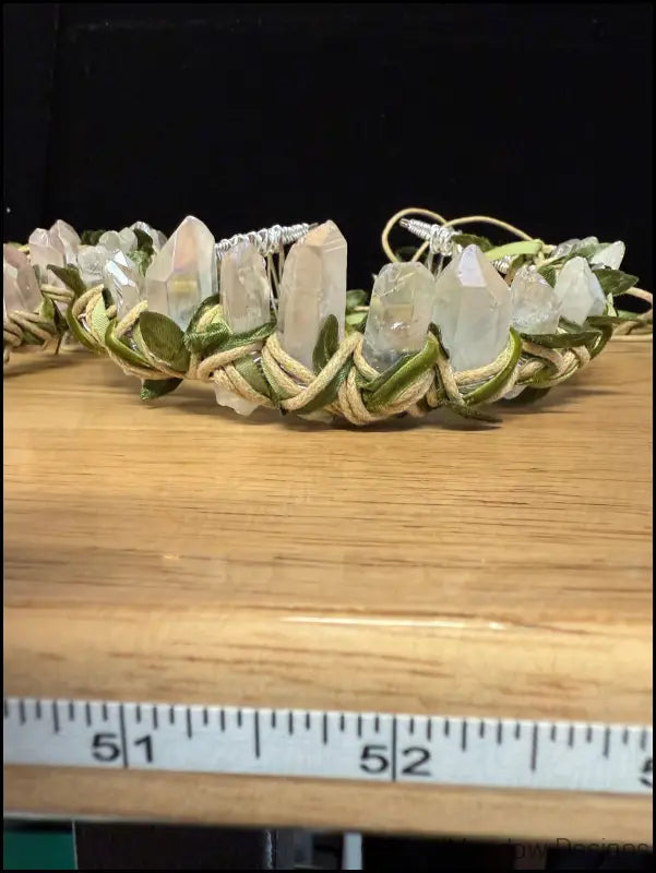 Vine Wrapped Fairy Goddess Quartz Crystal Tiara Crown with Combs - Jewelry